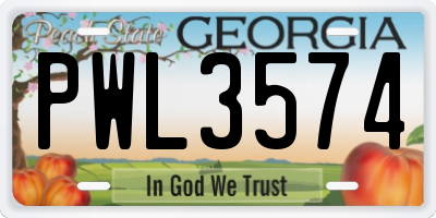 GA license plate PWL3574