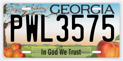 GA license plate PWL3575