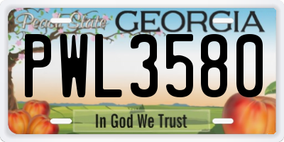 GA license plate PWL3580