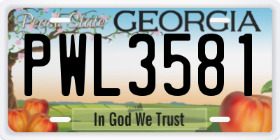 GA license plate PWL3581