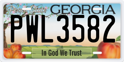GA license plate PWL3582