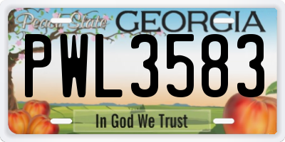 GA license plate PWL3583