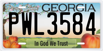 GA license plate PWL3584