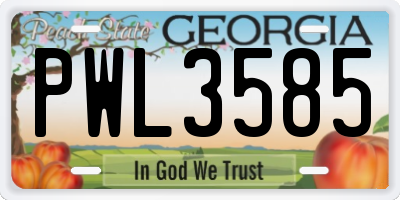 GA license plate PWL3585