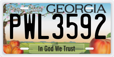 GA license plate PWL3592