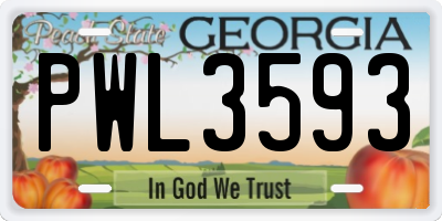 GA license plate PWL3593