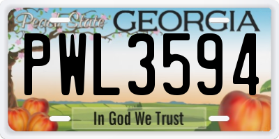 GA license plate PWL3594