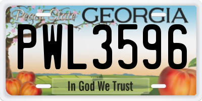 GA license plate PWL3596