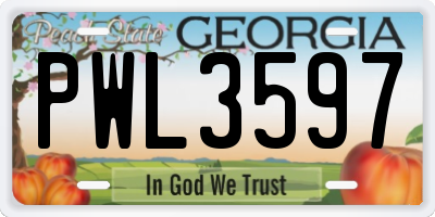 GA license plate PWL3597