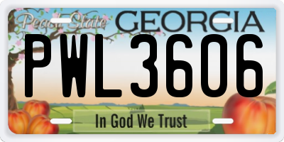 GA license plate PWL3606