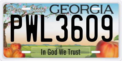 GA license plate PWL3609