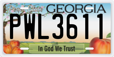 GA license plate PWL3611