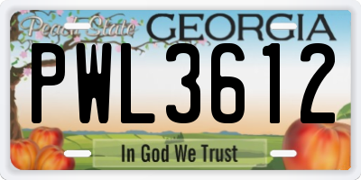 GA license plate PWL3612