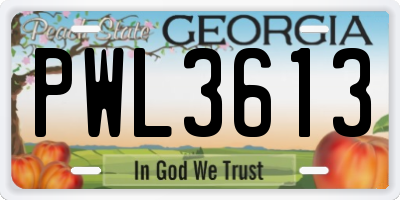 GA license plate PWL3613