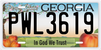 GA license plate PWL3619