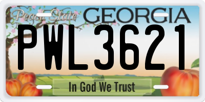 GA license plate PWL3621