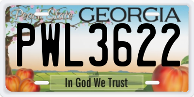 GA license plate PWL3622