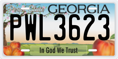 GA license plate PWL3623