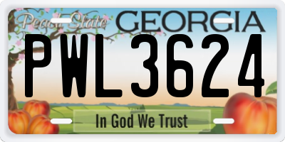 GA license plate PWL3624