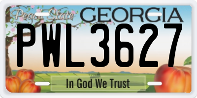 GA license plate PWL3627