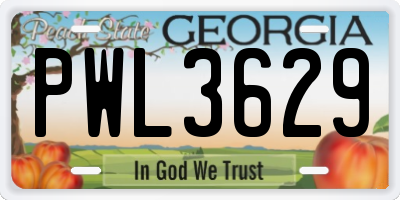 GA license plate PWL3629