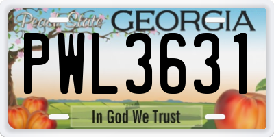 GA license plate PWL3631