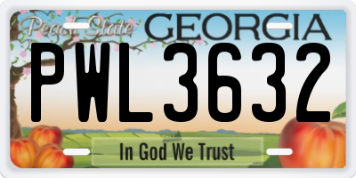 GA license plate PWL3632