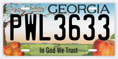 GA license plate PWL3633