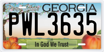 GA license plate PWL3635