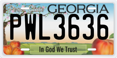 GA license plate PWL3636