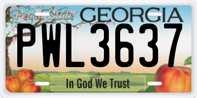 GA license plate PWL3637
