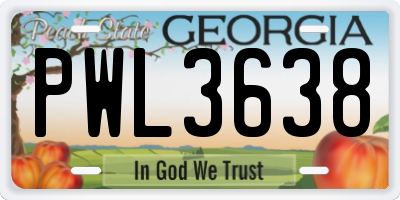 GA license plate PWL3638