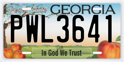 GA license plate PWL3641