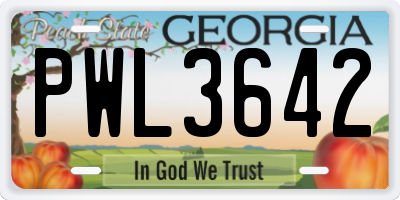 GA license plate PWL3642