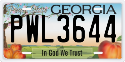 GA license plate PWL3644