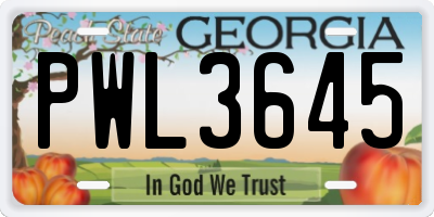 GA license plate PWL3645