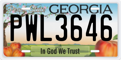 GA license plate PWL3646