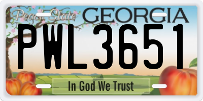 GA license plate PWL3651