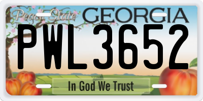 GA license plate PWL3652