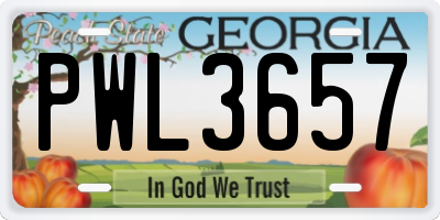 GA license plate PWL3657