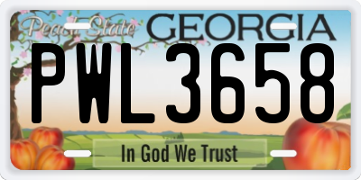 GA license plate PWL3658