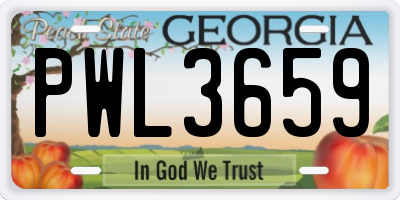GA license plate PWL3659