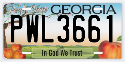 GA license plate PWL3661