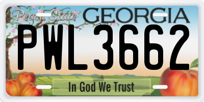 GA license plate PWL3662
