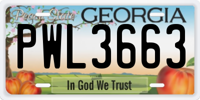 GA license plate PWL3663