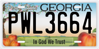 GA license plate PWL3664
