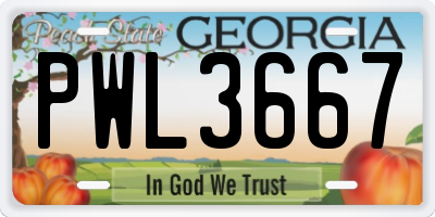 GA license plate PWL3667