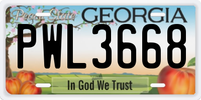 GA license plate PWL3668