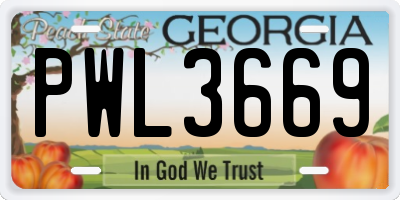 GA license plate PWL3669