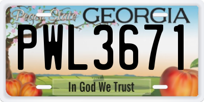 GA license plate PWL3671